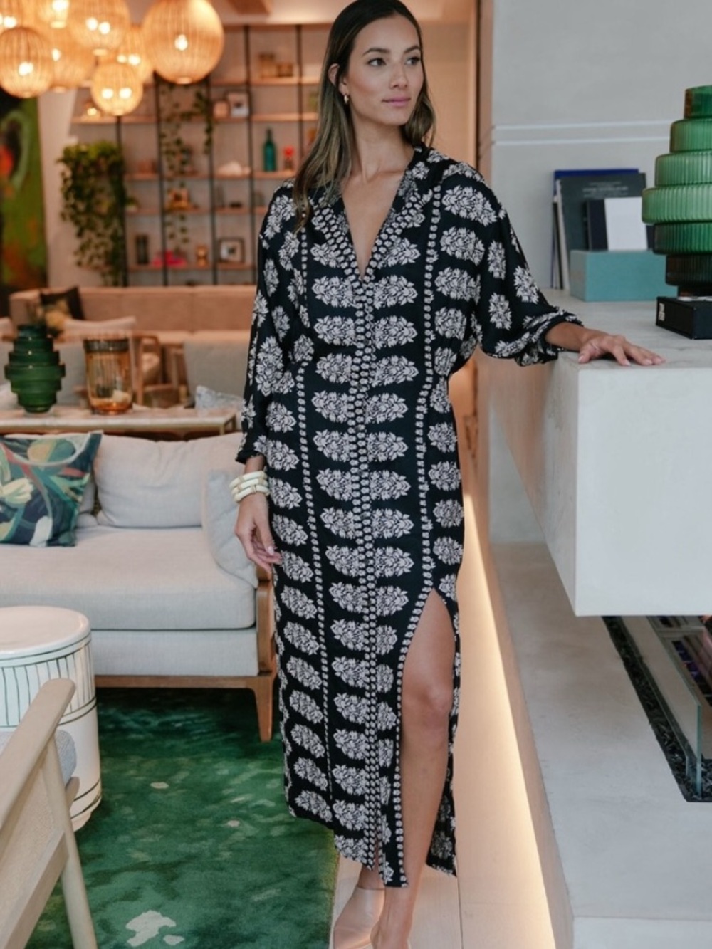 NWT Omika Simone Long Sleeve maxi dress Size Small